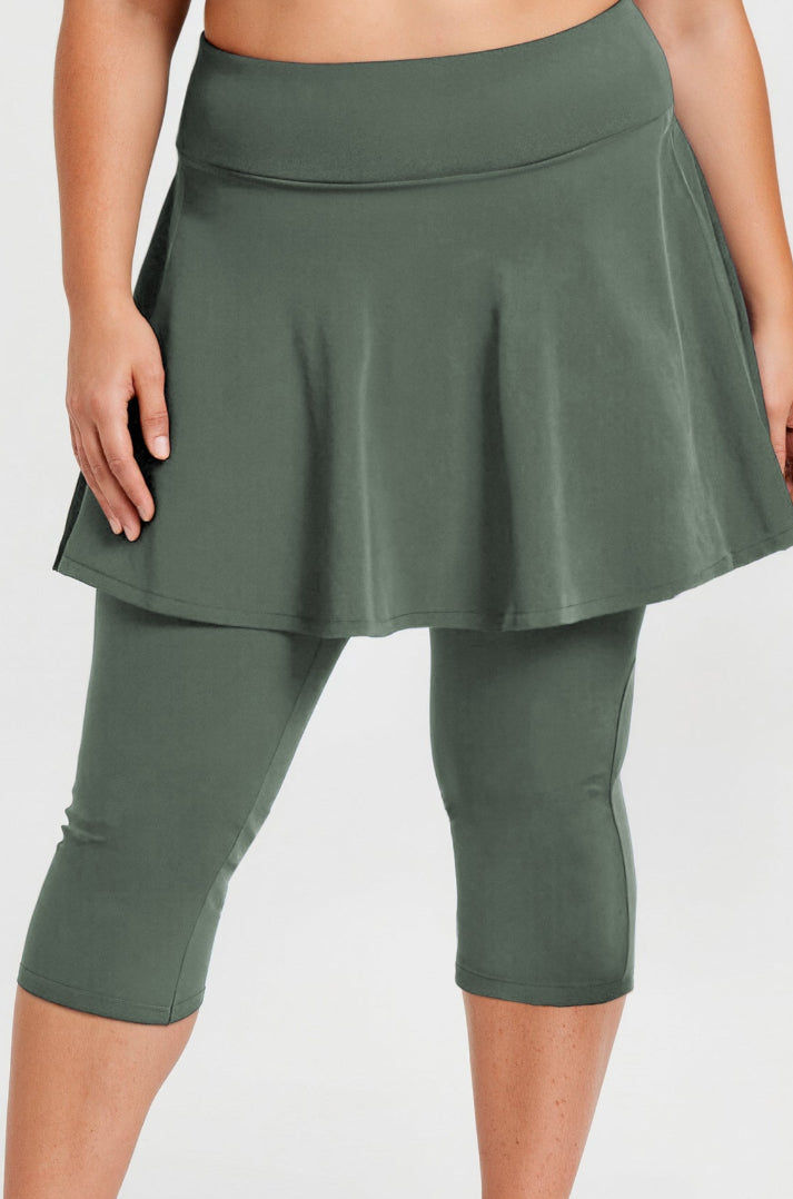 Flared Swim Skort With Capri Leggings | Plus Size