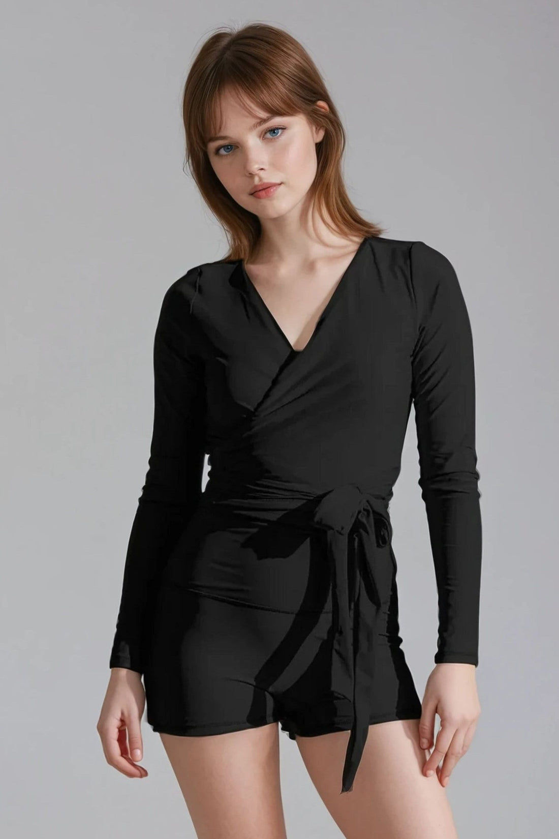 Avery 2 Piece Swim Set - Wrap Long Sleeve Top & Shorts