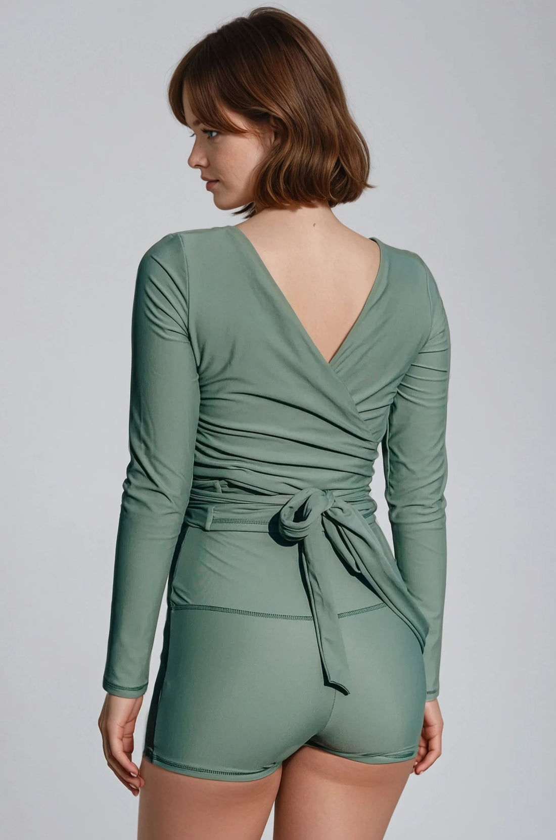 Avery 2 Piece Swim Set – Wrap Long Sleeve Top & Shorts