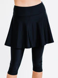 Flared Swim Skort With Capri Leggings