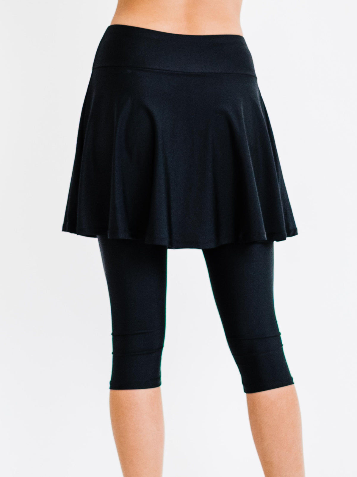 Swim skort and leggings. Skirt and capri leggings. Womens' modest plus size swim skirt. Sun protection UPF +50