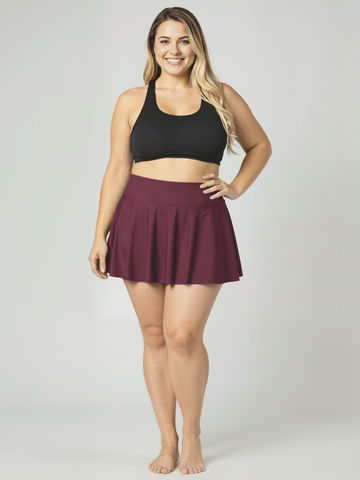 Flowy Swim Skort With Shorts | Plus Size