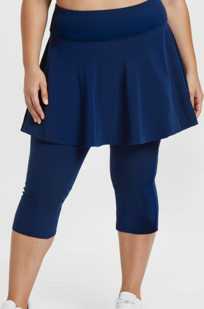 Flared Swim Skort With Capri Leggings | Plus Size