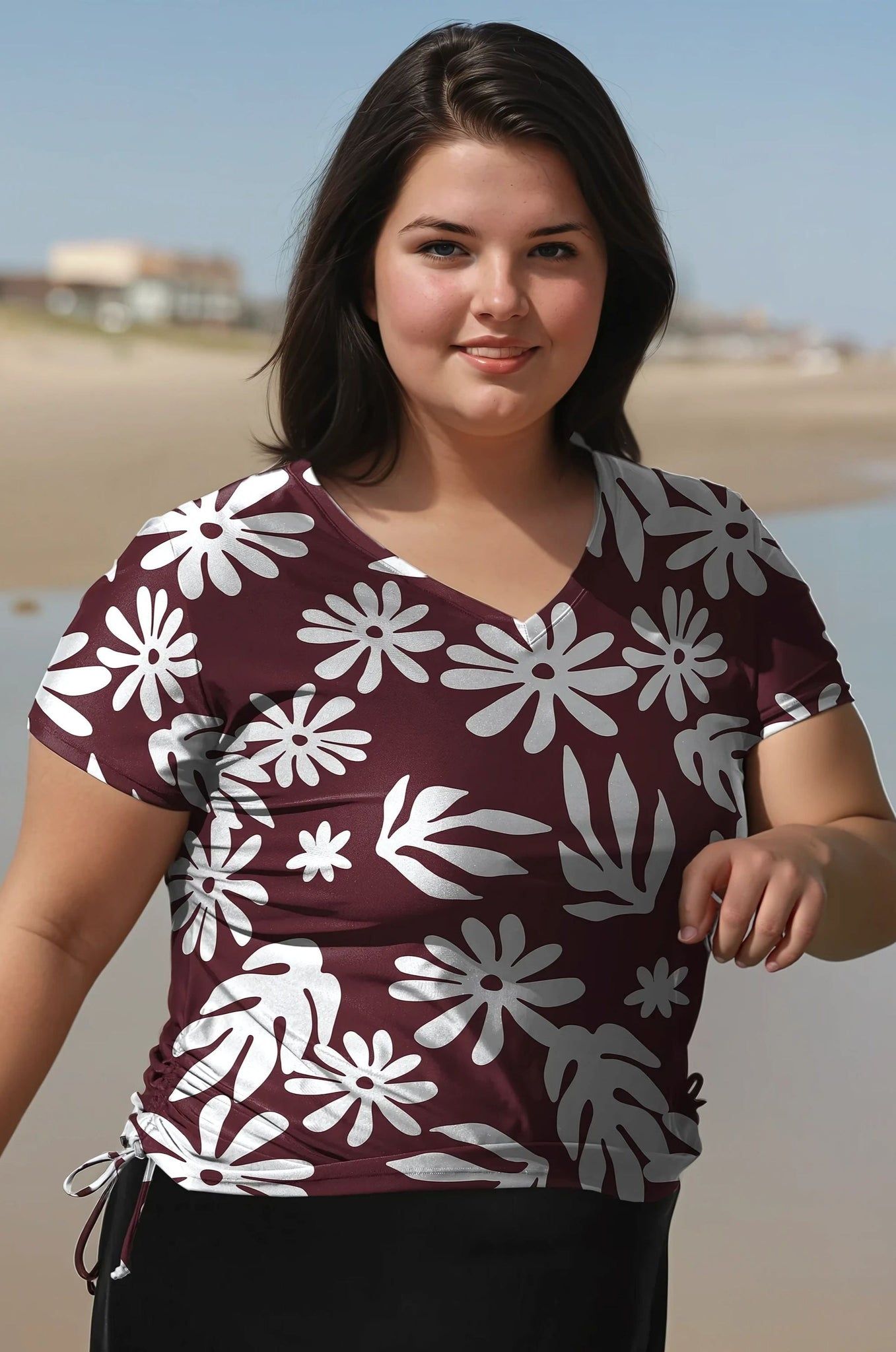 V-Neck Adele Swim Top | Plus Size