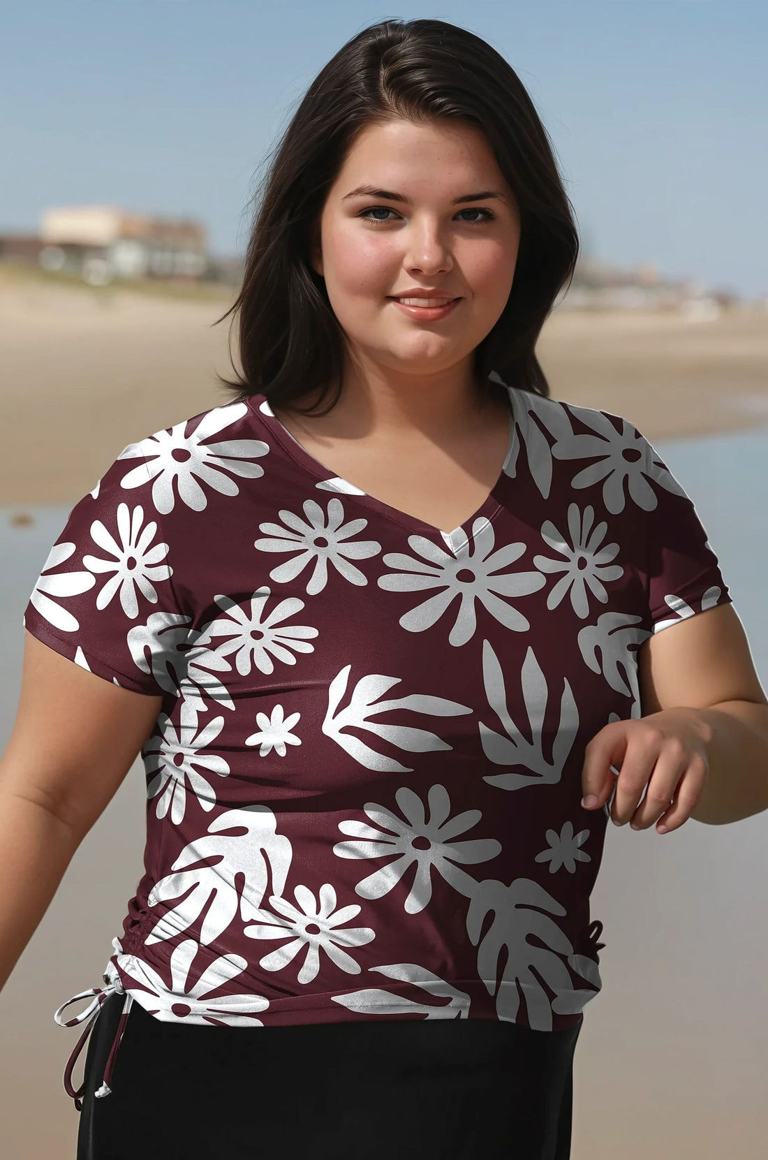 V-Neck Adele Swim Top | Plus Size