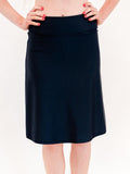 Knee length swim skort. Modest plus size skirt and pants. Womens' modest plus size swim skirt. Excellent sun protection UPF +50