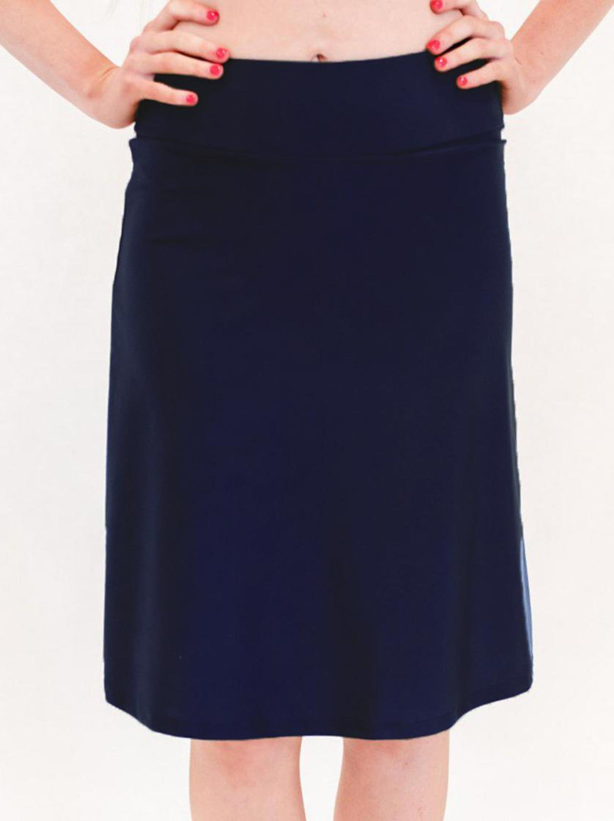 Knee length swim skort. Modest plus size skirt and pants. Womens' modest plus size swim skirt. Excellent sun protection UPF +50