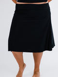 Long flowy swim skort. Modest plus size skirt and pants. Womens' modest plus size swim skirt. Excellent sun protection UPF +50