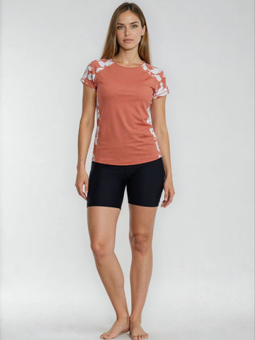 Loose Fit Adele Swim Top & Black Mid-Thigh Swim Shorts Set - OLD