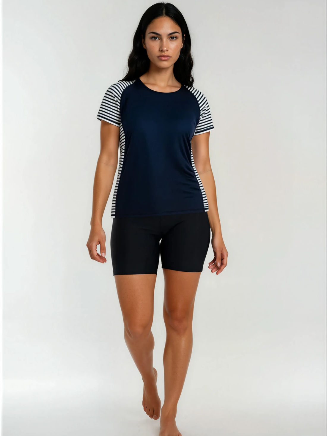 Loose Fit Adele Swim Top & Black Mid-Thigh Swim Shorts Set - OLD