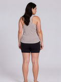 Maya Tankini Swim Top With Removable Cups | Plus Size shown from the back on a model in striped size-inclusive swimwear with a comfortable fit