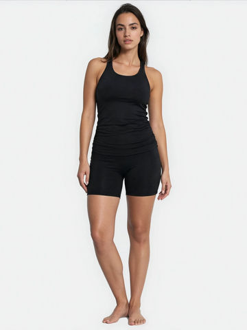 Maya Tankini With Built-in Bra & Black Mid-Thigh Swim Shorts Set