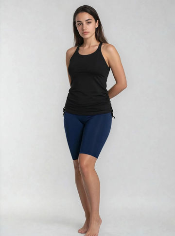 Maya Tankini With Built-in Bra  & Navy Long Bike Swim Shorts Set
