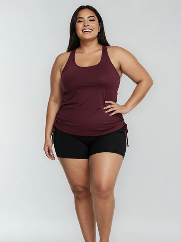 Maya Tankini With Removable Cups & Black Swim Shorts | Plus Size Set