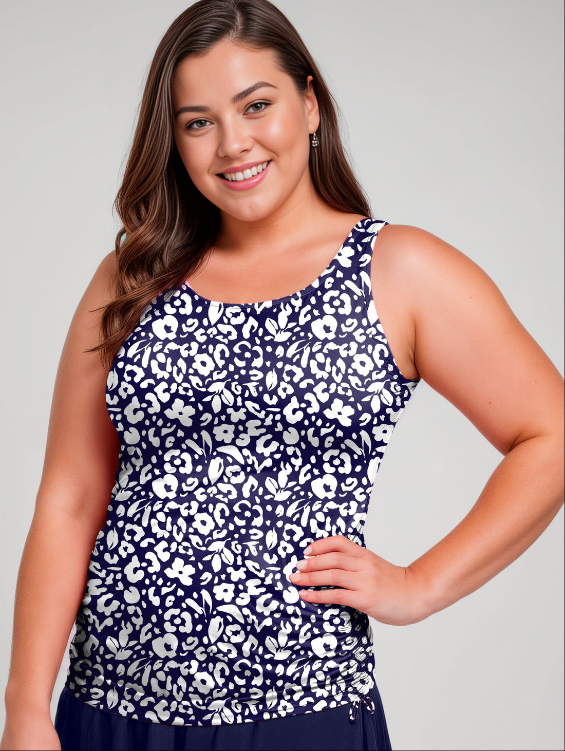 Maya Tankini With Removable Cups & Black Long Bike Swim Shorts | Plus Size Set