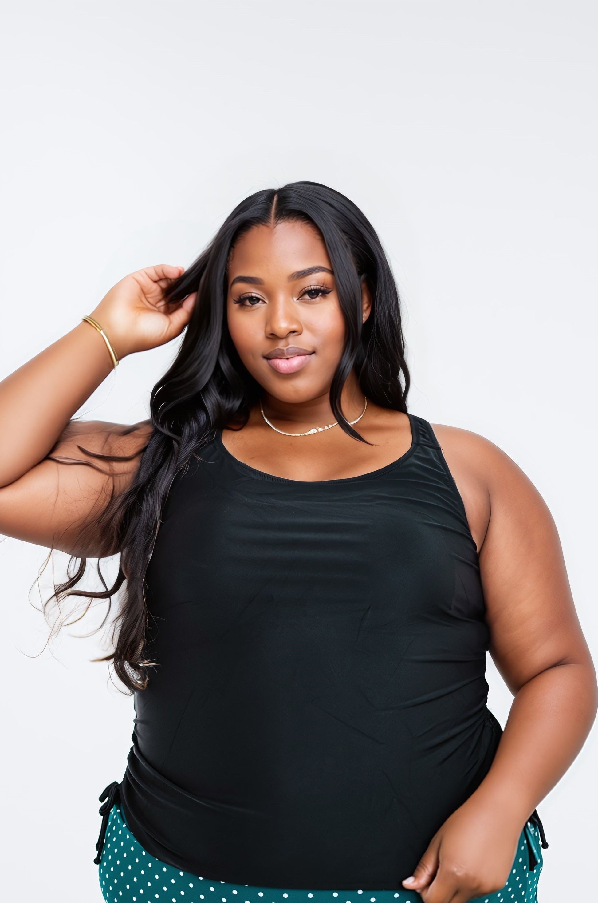 Maya Tankini  Removable Cups - black front