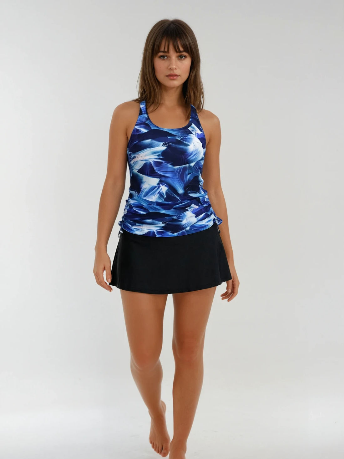 Maya Tankini With Built-in Bra & Black Short Swim Skort With Shorts Set