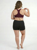 Racerback Swim Bra | Plus Size shown from the back on a model, featuring a burgundy racerback design with supportive coverage for comfortable, size-inclusive swimwear.