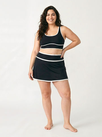 Short Swim Skort Two-Toned With Shorts | Plus Size