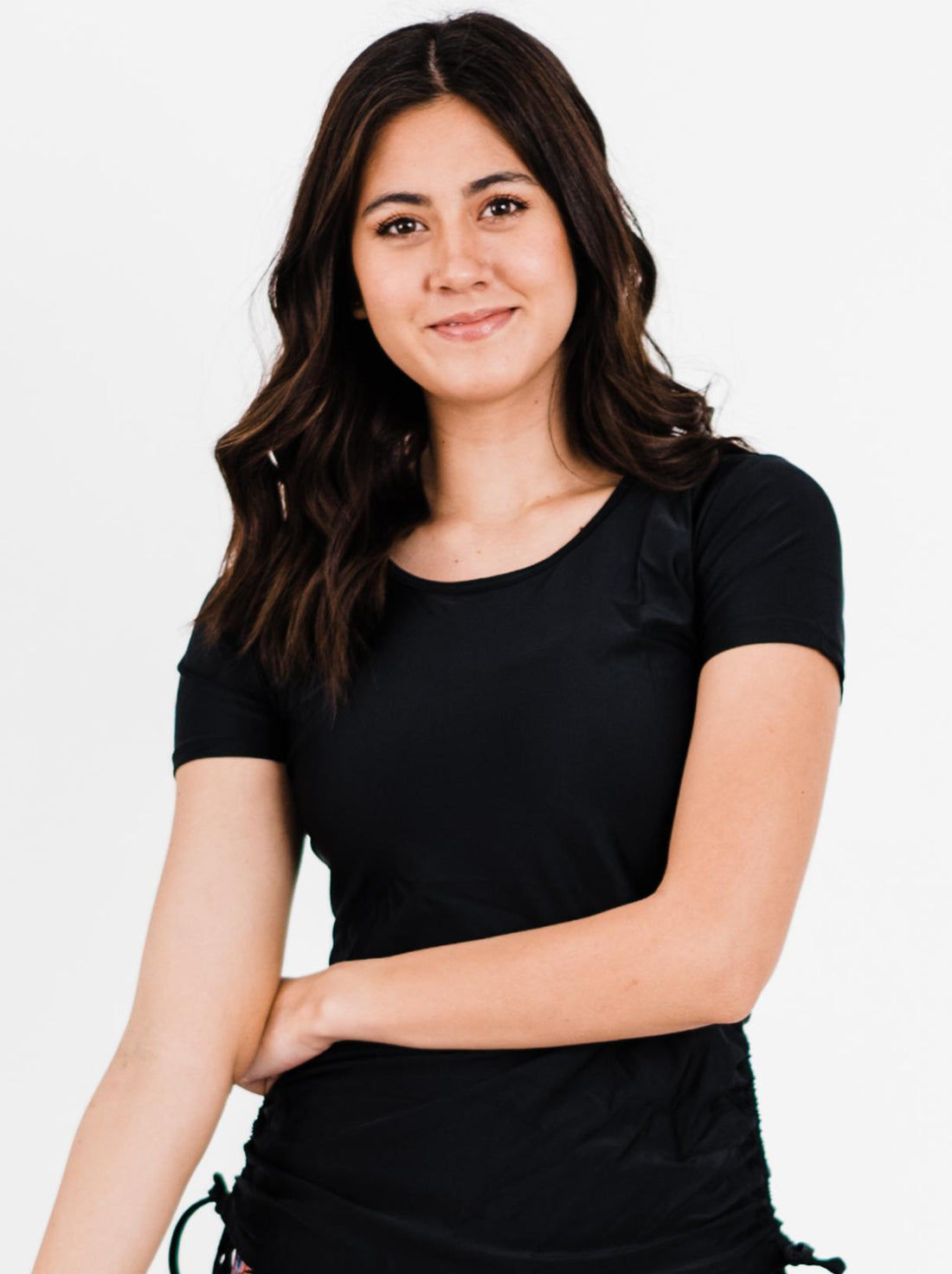 Short Sleeve Adele Swim Top & Black Short Swim Skort With Shorts Set