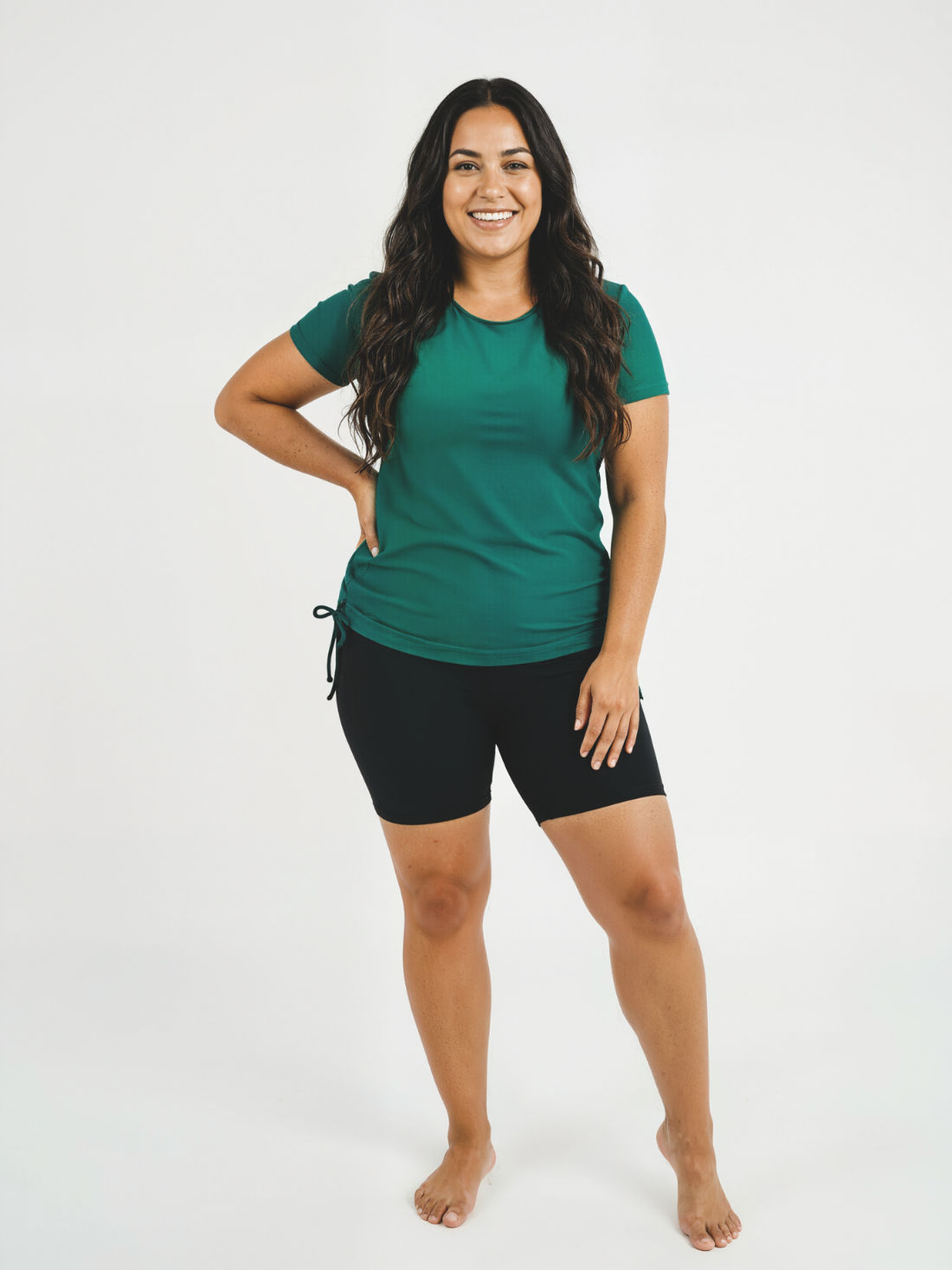 Short Sleeve Adele Swim Top & Black Mid-Thigh Swim Shorts | Plus Size Set