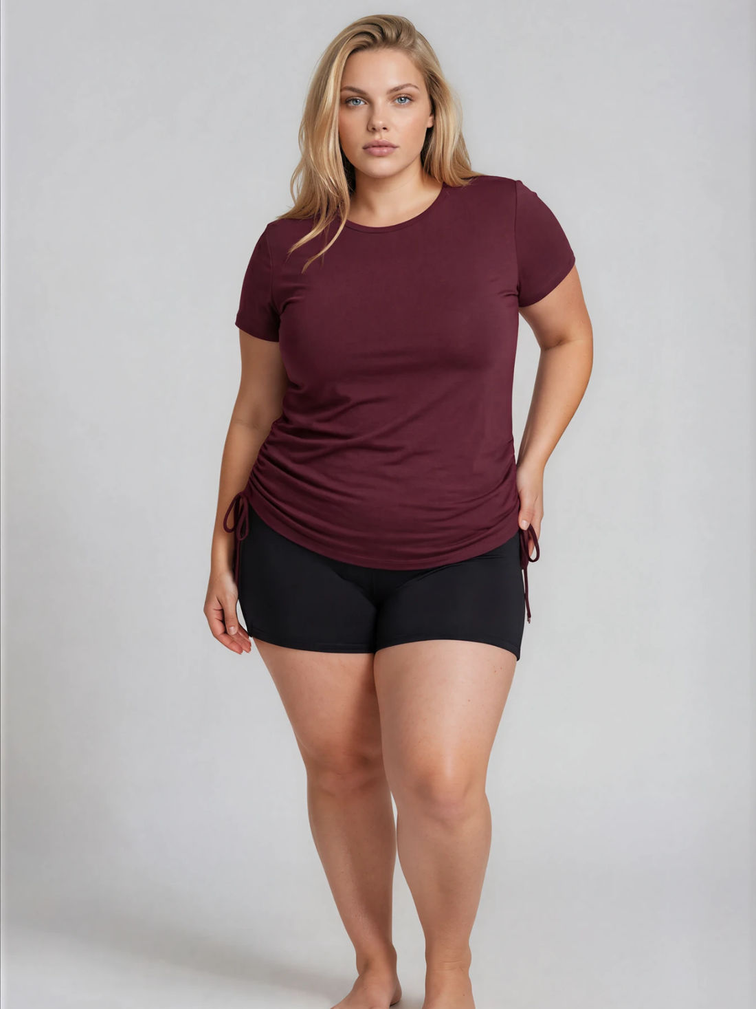 Short Sleeve Adele Swim Top & Black Swim Shorts | Plus Size Set