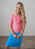 Girls swim knee length skort. Modest skirt and pants. Girl's modest plus size swim skirt. Excellent sun protection UPF +50
