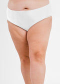 Full Coverage Bikini Bottom - White (Textured)