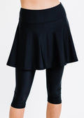 Flared Swim Skort With Capri Leggings