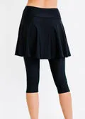 Swim skort and leggings. Skirt and capri leggings. Womens' modest plus size swim skirt. Sun protection UPF +50