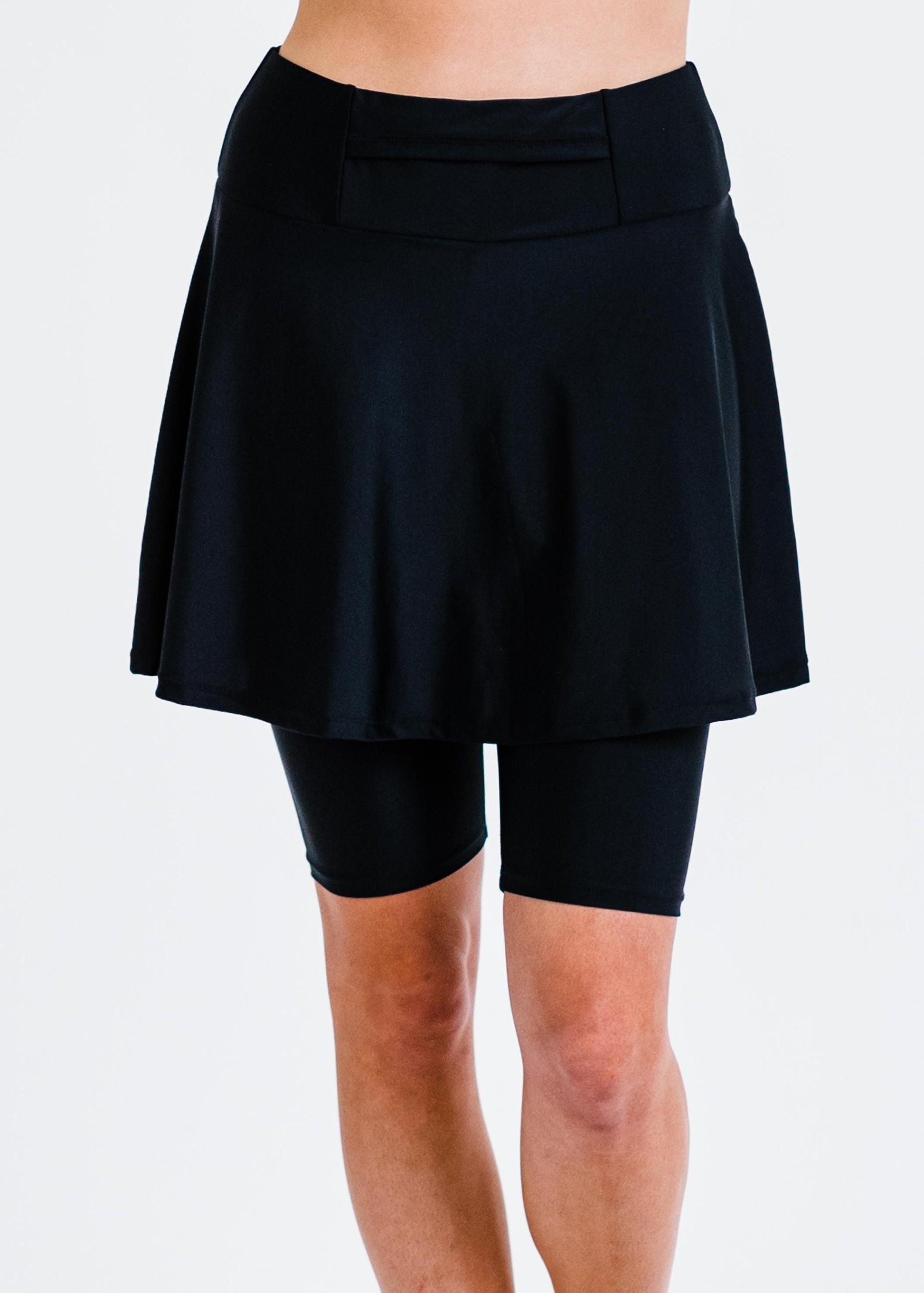 Swim skort with a pocket. Modest plus size skirt and pants. Womens' modest plus size swim skirt. Excellent sun protection UPF +50
