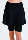 Midi Swim Skort With A Pocket - Black