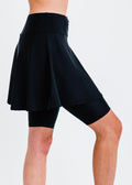 Midi Swim Skort With A Pocket - Black
