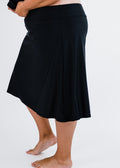 Long flowy swim skort. Modest plus size skirt and pants. Womens' modest plus size swim skirt. Excellent sun protection UPF +50