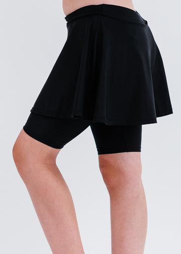 Girls swim skort. Modest skirt and pants. Girl's modest plus size swim skirt. Excellent sun protection UPF +50