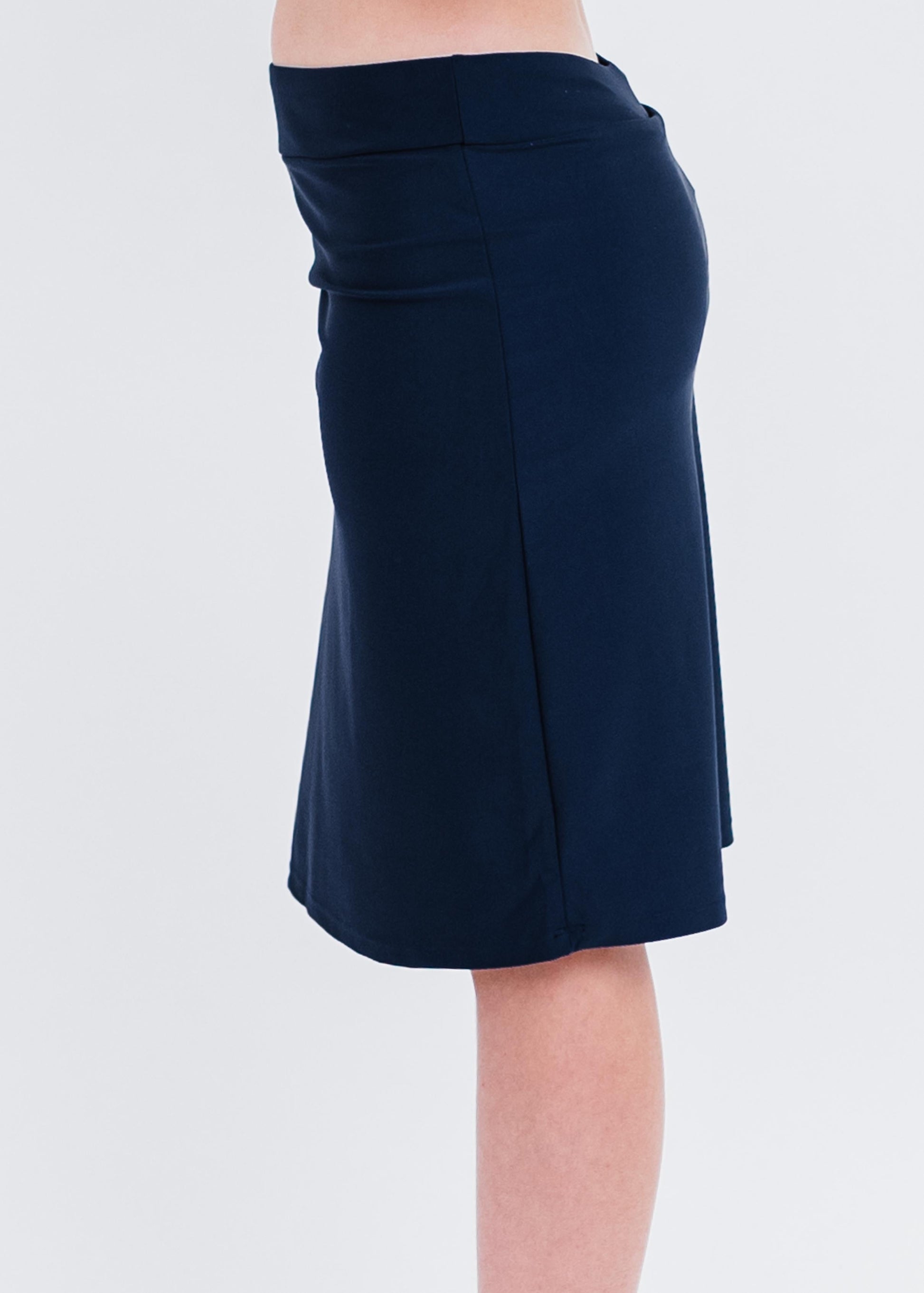 Knee Length swim skort. Modest plus size skirt and pants. Womens' modest plus size swim skirt. Excellent sun protection UPF +50