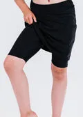 Knee length swim skort. Modest plus size skirt and pants. Womens' modest plus size swim skirt. Excellent sun protection UPF +50