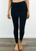 Skirted Long Swim Leggings - Black