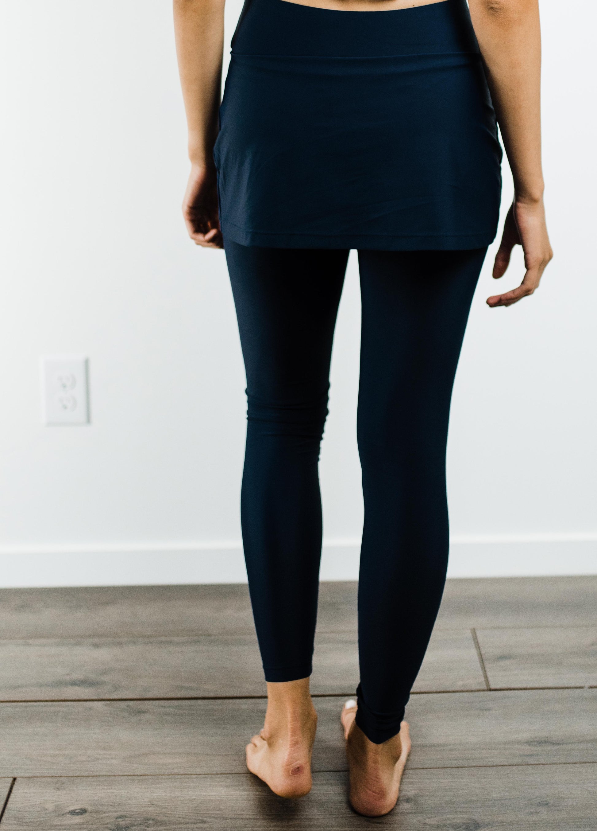 Skirted Long Swim Leggings - Black