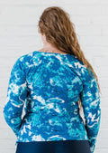 Long sleeve swim top. Modest plus size top. Womens' modest plus size swim top. Excellent sun protection UPF +50