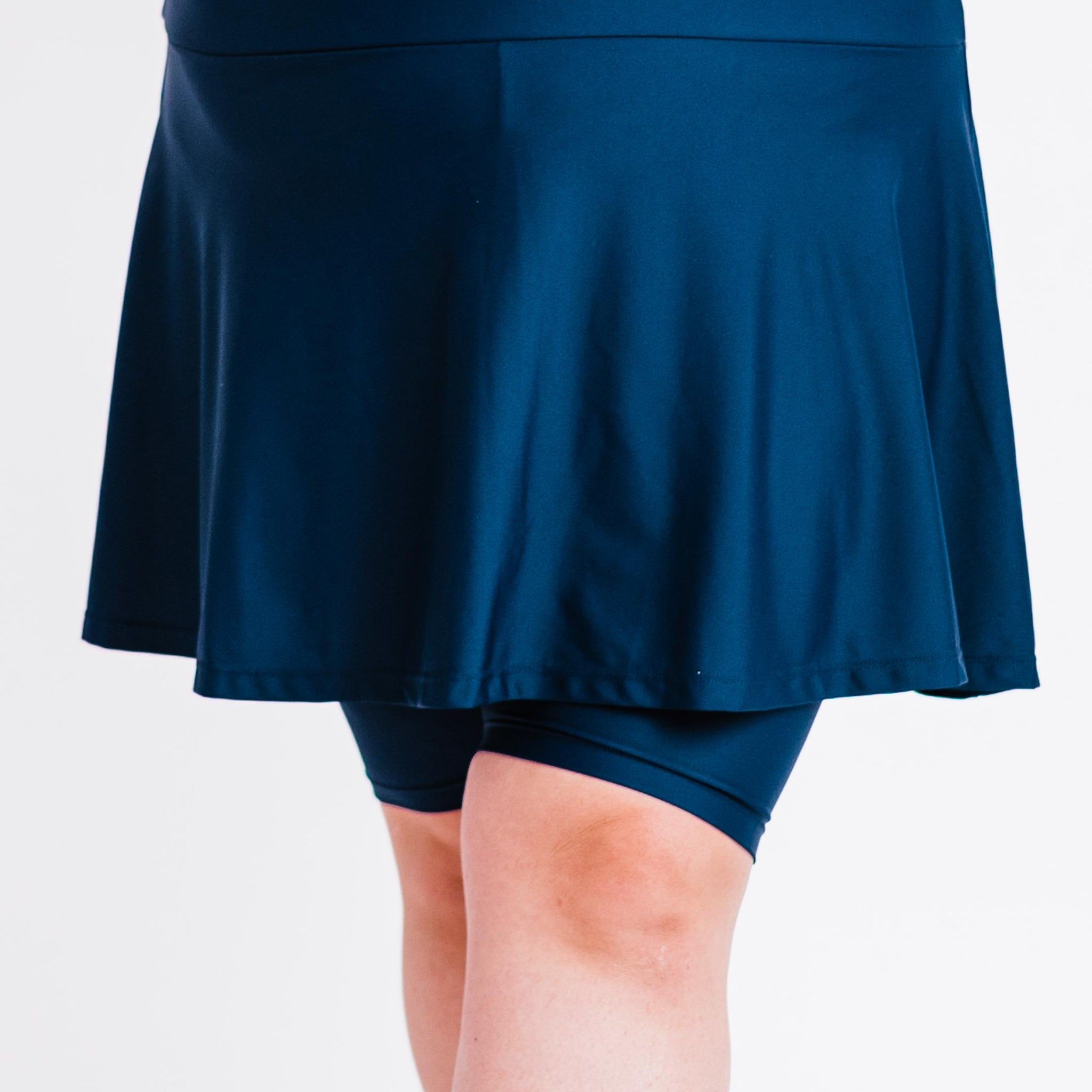 Plus size swim skort. Modest plus size skirt and pants. Womens' modest plus size swim skirt. Excellent sun protection UPF +50