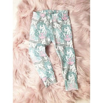 Exclusive organic unicorn themed baby and toddler leggings made in the Uk