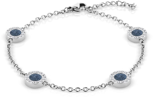 Armband aus Edelstahl von Bering mit ovalen blauen Stein-Einsätzen und Gliederkette