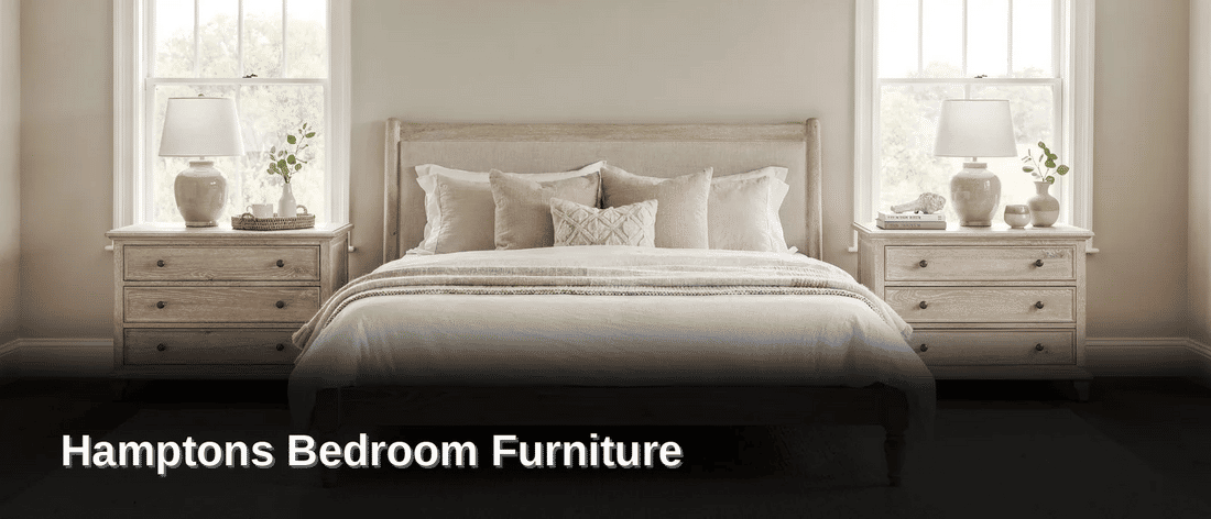 Classic proportions paired with a relaxed, breezy finish define Hamptons bedroom furniture. Traditional silhouettes meet