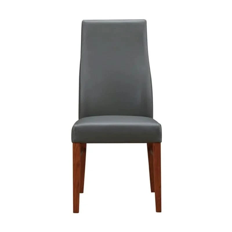 BOSTON TOP GRADE LEATHER DINING CHAIR GREY/BLACKWOOD LEGS - MyChocolateWood