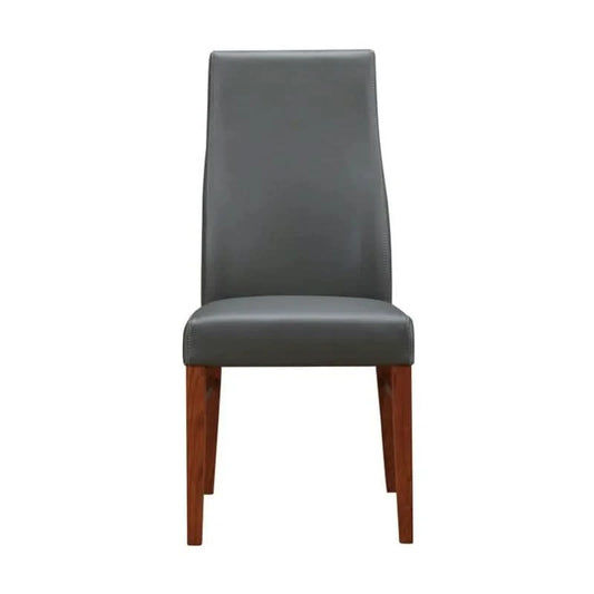 BOSTON TOP GRADE LEATHER DINING CHAIR GREY/BLACKWOOD LEGS - MyChocolateWood