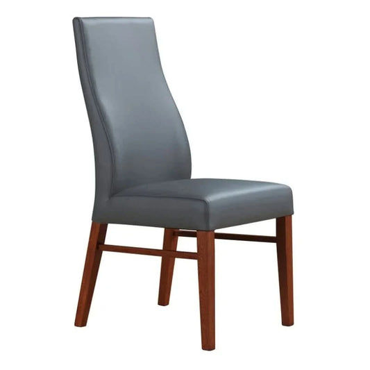 BOSTON TOP GRADE LEATHER DINING CHAIR GREY/BLACKWOOD LEGS - MyChocolateWood