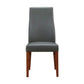 Boston Top Grade Leather Dining Chair in Grey with Blackwood Legs - Chocolate Wood