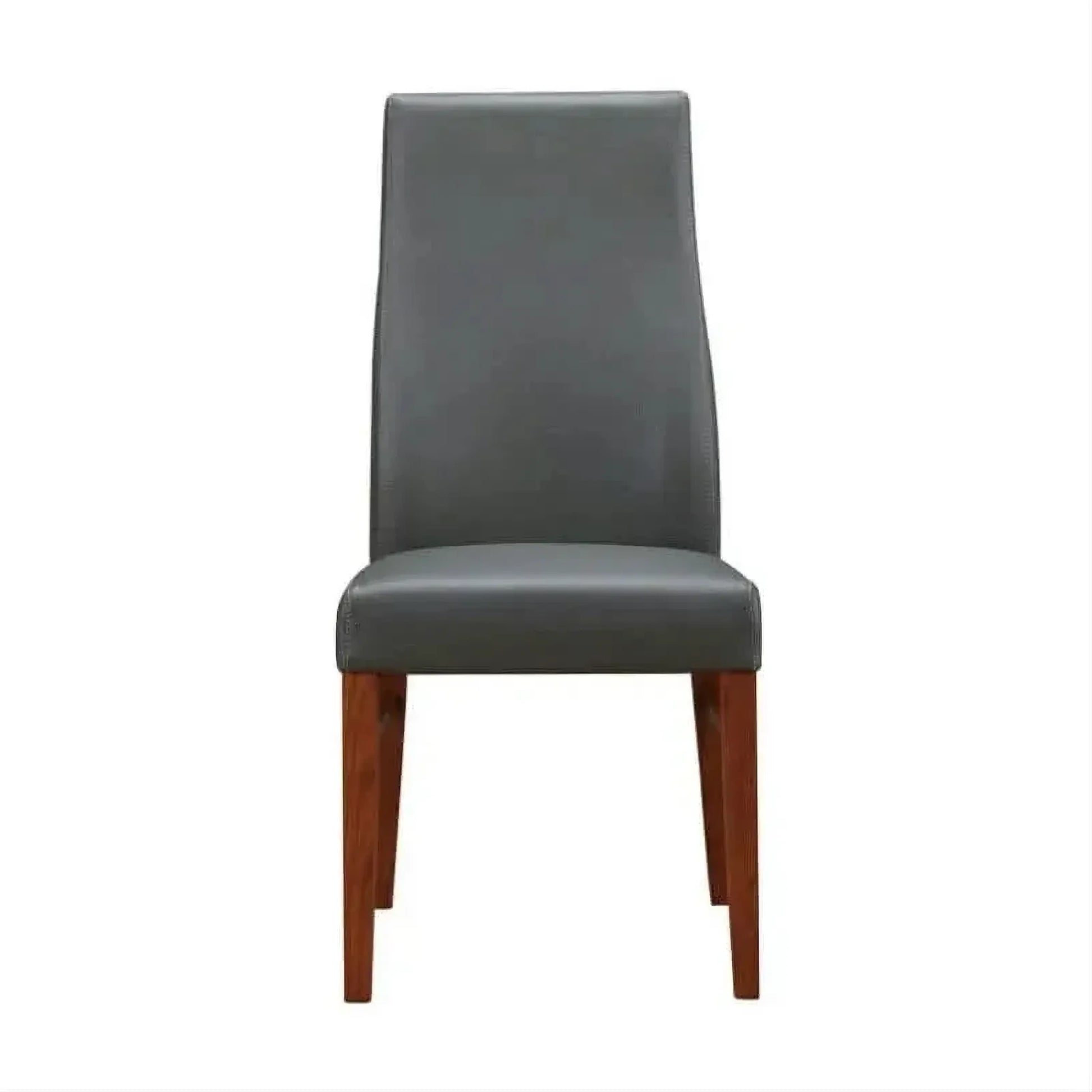 Boston Top Grade Leather Dining Chair in Grey with Blackwood Legs - Chocolate Wood