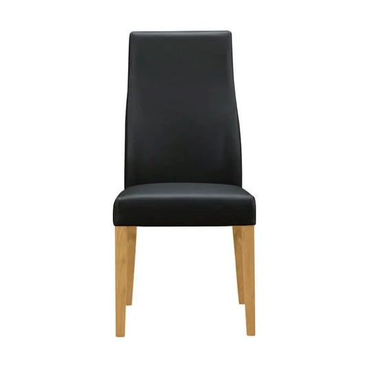 BOSTON TOP GRADE LEATHER DINING CHAIR BLACK/WHEAT LEGS - MyChocolateWood